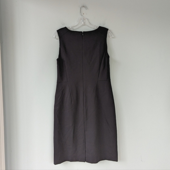 Lands' End Women's Classic Black Ponte Knit Stretch Pockets Sheath Dress - Picture 7 of 8